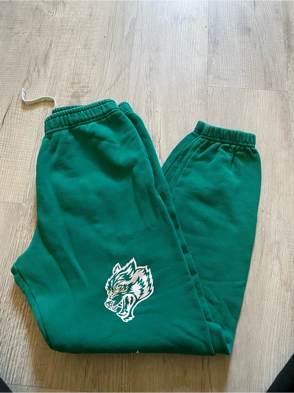 Darc Sport Green Track Joggers with White Wolf Graphic - Picture 2 of 5